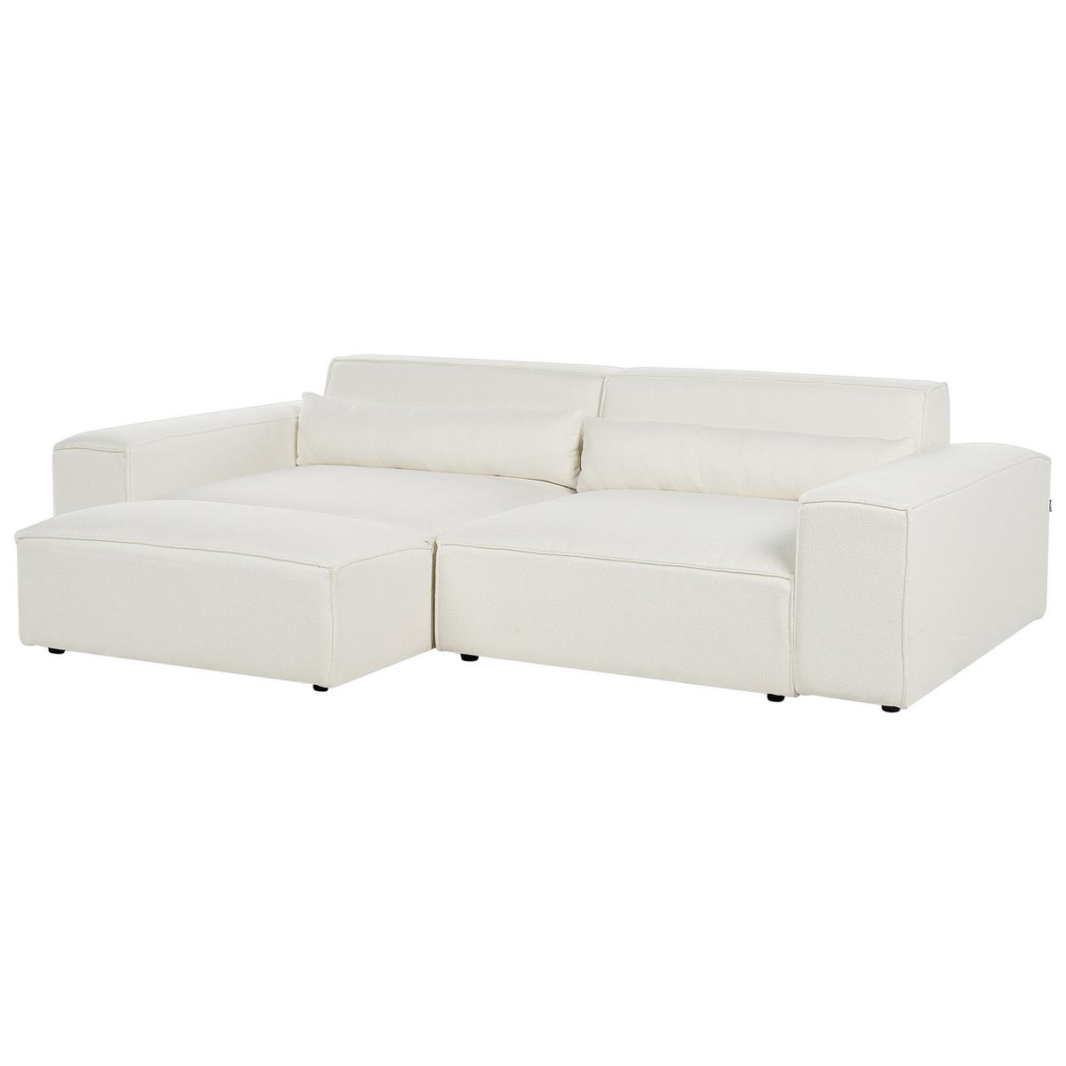2-SITZER-SOFA Bouclé cremeweiß mit Ottomane Hellnar - Weiß, Textil (262/70/126cm) - Beliani