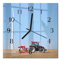 WANDUHR aus Glas 30x30 cm - Traktorenfeld - Multicolor, Glas (30/30/0.4cm) - TULUP