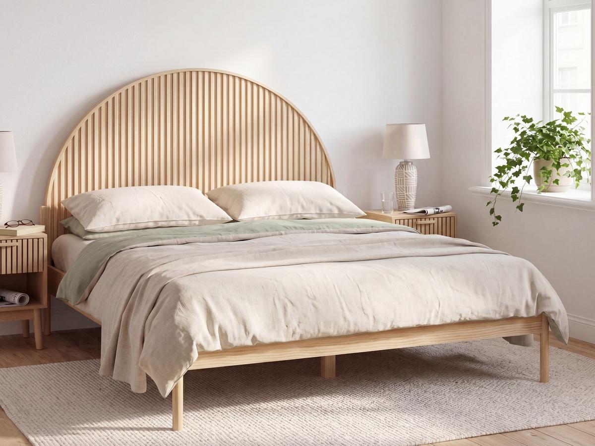 BETT mit Lattenrost 180/200 cm Kiefernholz Hellbraun Mascortel - Hellbraun, Holz (180/200cm) - Beliani