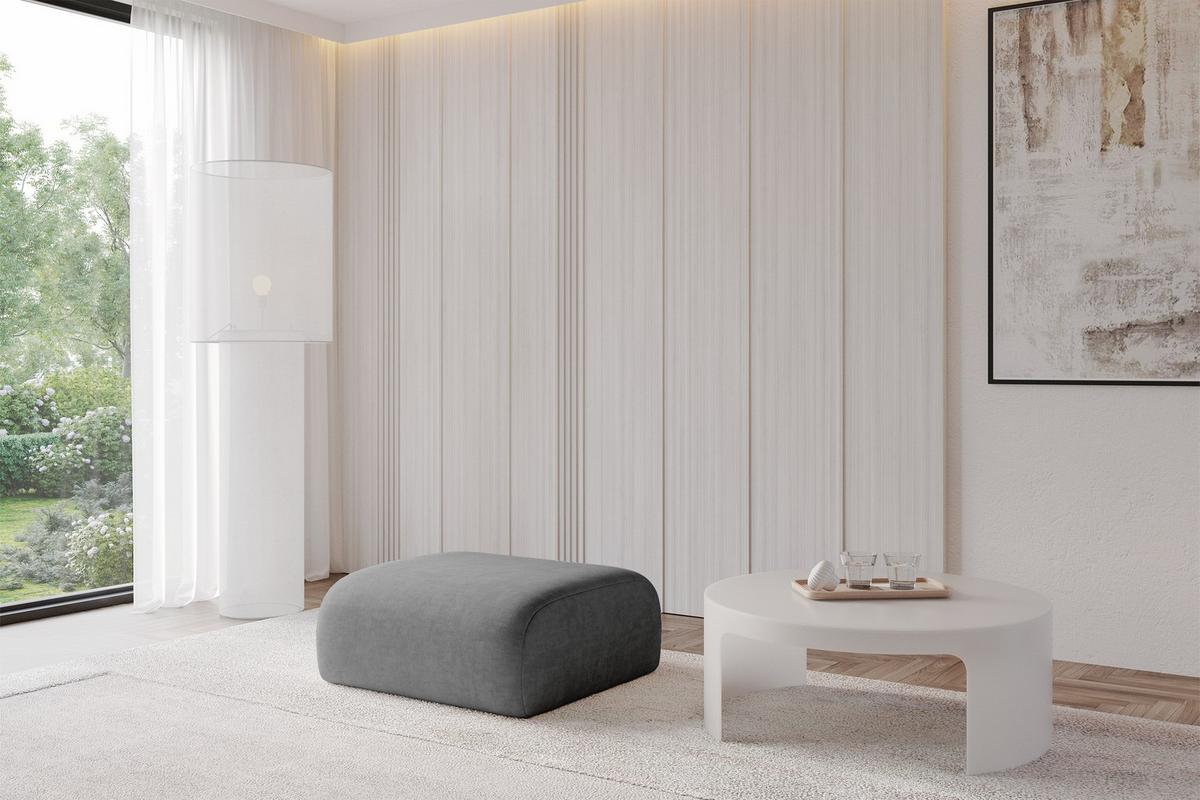 POUF MIRA-PUF 91x89x40 Grau cm Velours Modular Sitzhocker - Schieferfarben/Schwarz, Holzwerkstoff/Kunststoff (91/40/89cm) - ALTDECOR