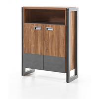 KOMMODE Eiche Stirling, Matera grau, Sideboard 75 x 100 cm - Eichefarben/Grau, Holzwerkstoff/Metall (75/100/33cm)