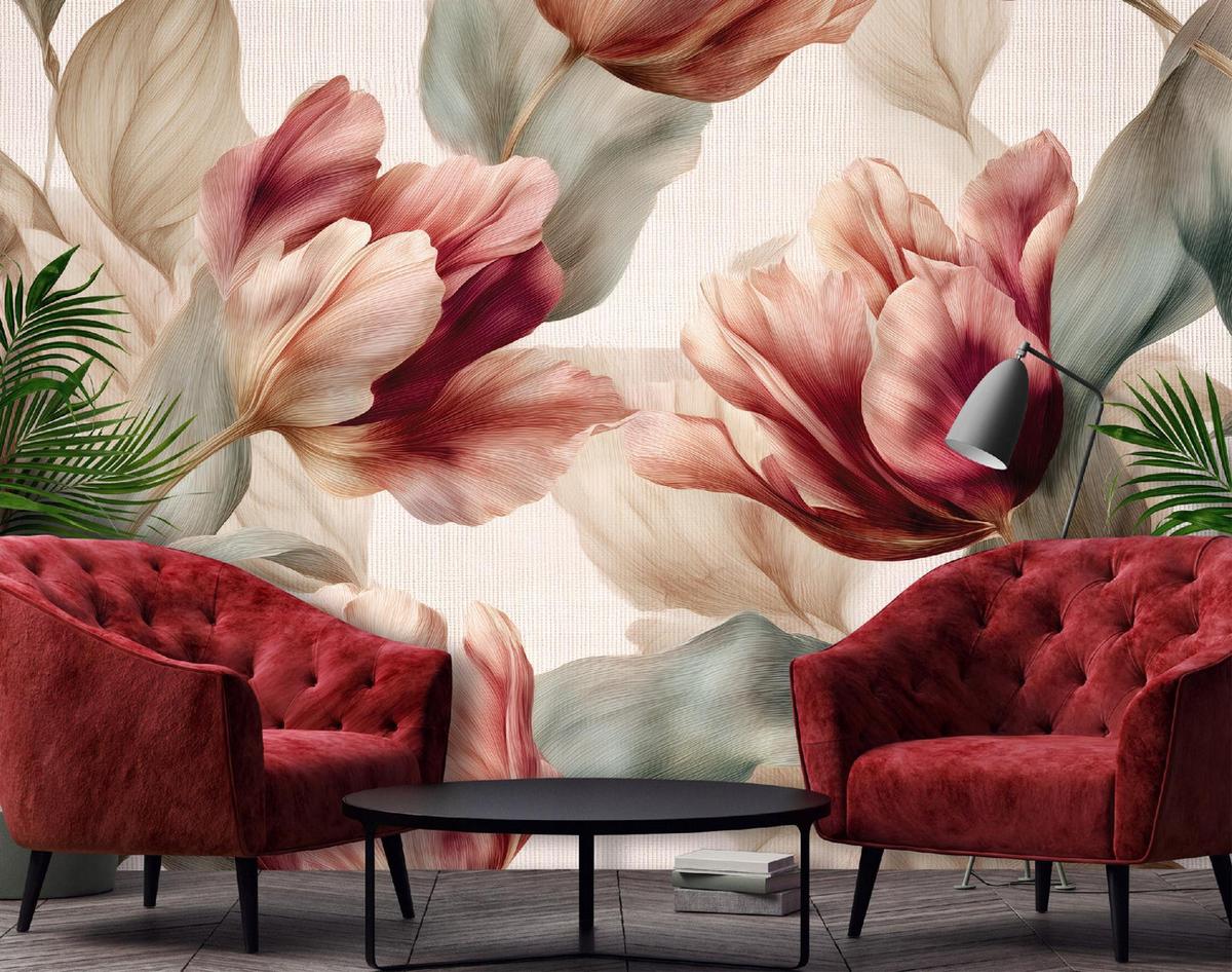 FOTOTAPETE Blumen Tulpen Rot 400x280 cm - Multicolor, Papier (400/280cm) - Wallarena