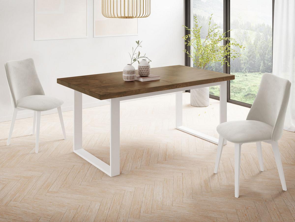 ESSTISCH Sana rechteckig ausziehbar, Lefkas Eiche 160/240/90/75 cm - Alteiche/Weiß, Holzwerkstoff/Metall (90/240/75cm) - WFL GROUP