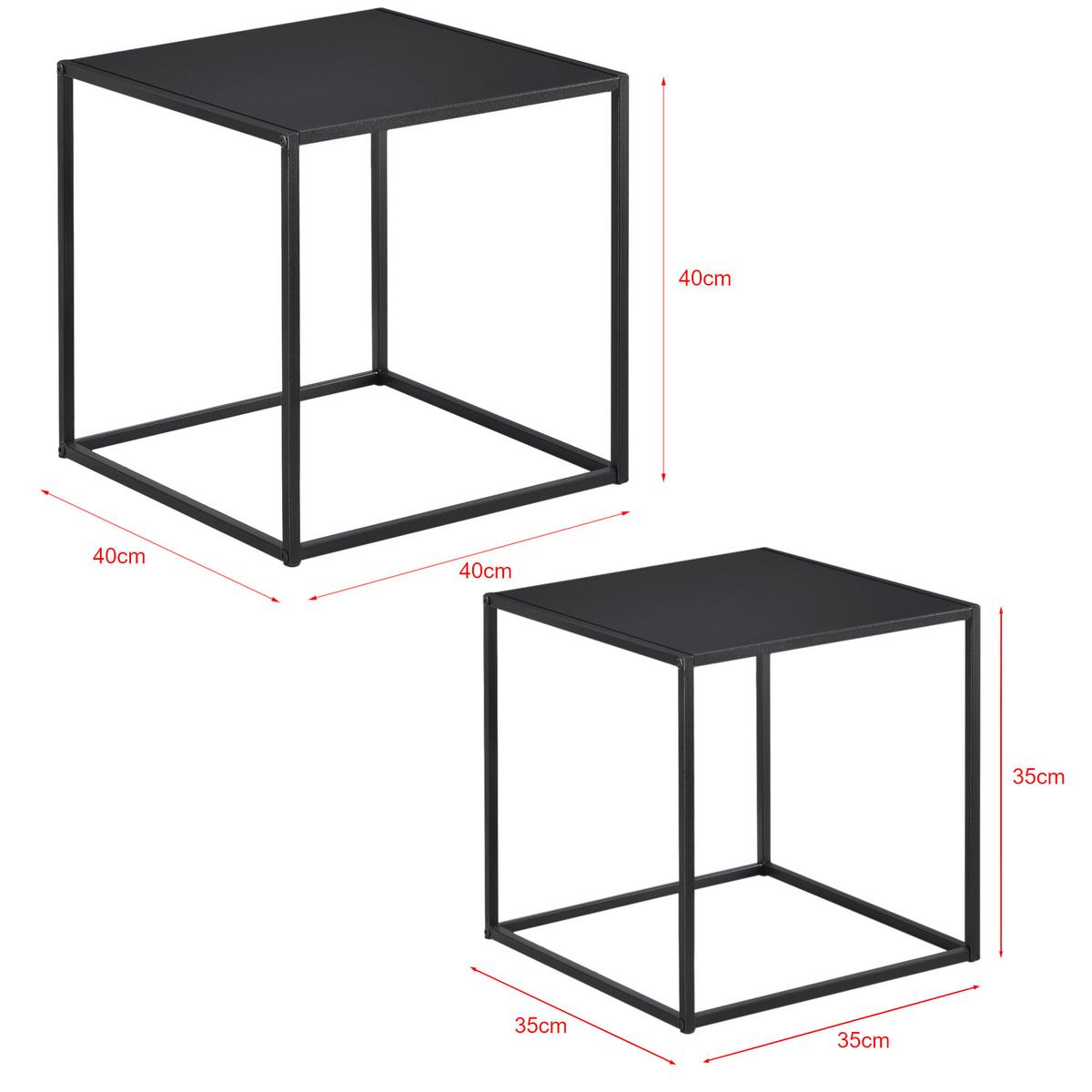 BEISTELLTISCH Morsum im 2er Set - Schwarz, Metall (40/40/40cm) - [en.casa]