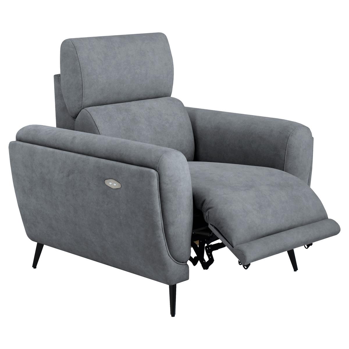 RELAXSESSEL Comfort, mit elektrischer Verstellung und verstellbarer Kopfstütze, Dunkelgrau - Dunkelgrau/Schwarz, Textil (103/97/102cm) - Beautysofa
