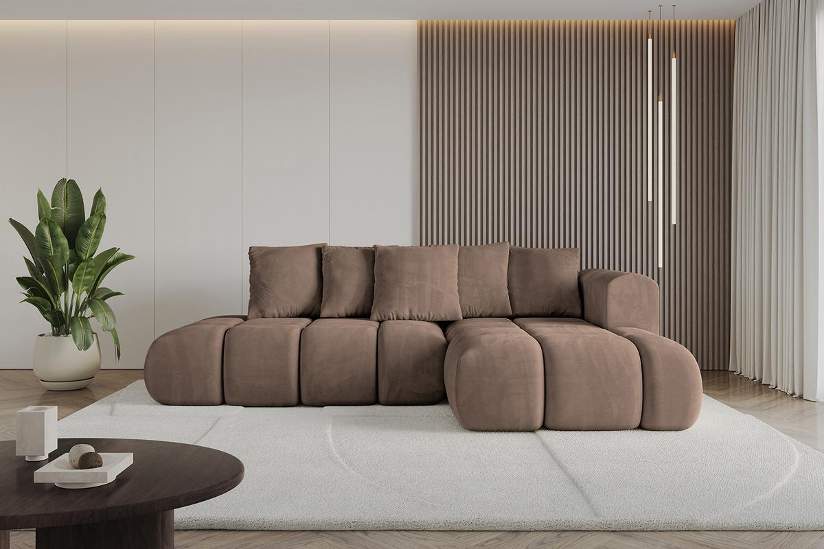 ECKSOFA Ottomane Rechts CLOUD-L-v1 280x185x90 Braun Velours - Braun, Holzwerkstoff/Kunststoff (185/280cm) - ALTDECOR