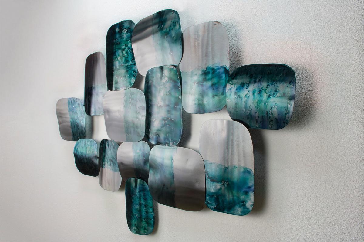 WANDDEKO Blau 118/78 cm - Blau/Silberfarben, Metall (4.5/78/6cm) - KUNSTLOFT