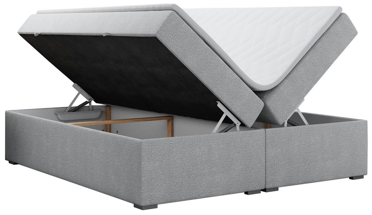 BOXBETT BESS 200/200 Hellgrau Struktur - H3 - Hellgrau, Holz/Textil (200/200cm) - MKS
