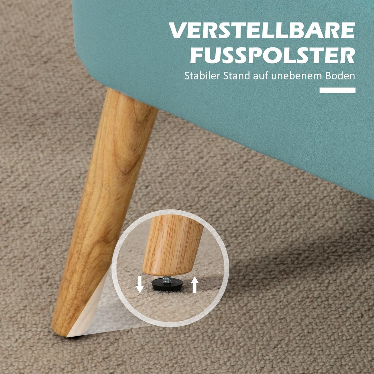 SOFA Textil Grün - Grün, Holz/Textil (56.5/77/117cm) - HOMCOM