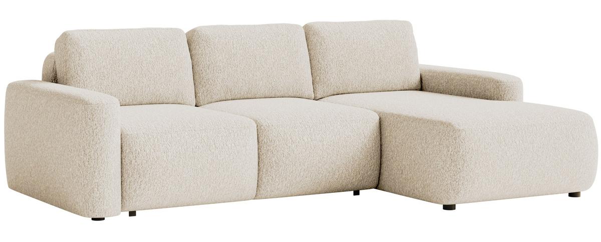 ECKSOFA Carnos Mini Hellbeige Chenille - Ecru/Schwarz, Kunststoff/Textil (164/238cm) - Selsey
