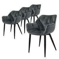 ESSZIMMERSTÜHLE 4er Set Anthrazit Samt - Anthrazit/Schwarz, Metall (67/83/59cm) - ML-DESIGN