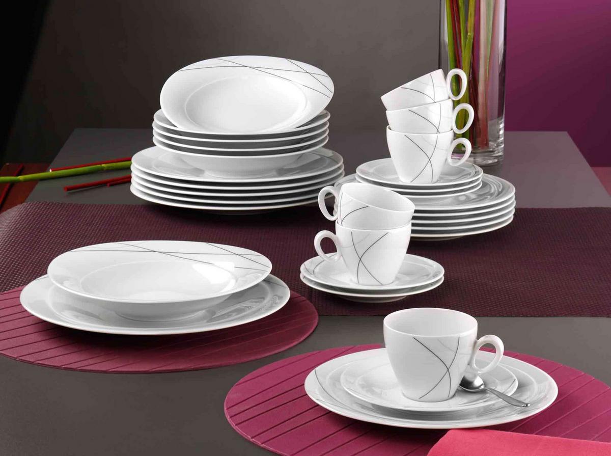 KOMBI-UNTERTASSEN Trio Highline weiß-grau ø 13,3 cm 6er Set - Weiß/Grau, Keramik (13.3cm) - Seltmann Weiden