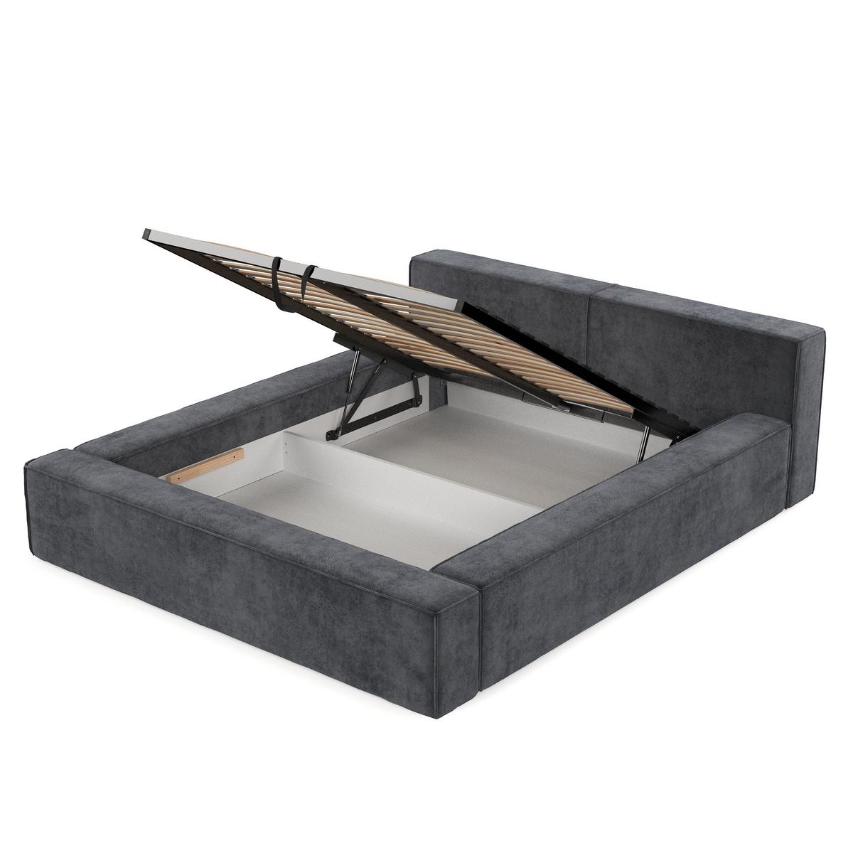 POLSTERBETT Casto mit Stauraum 160/200 cm Anthrazit im Terra NW Stoff - Anthrazit/Schwarz, Holz/Holzwerkstoff (160/200cm) - AltaBeds
