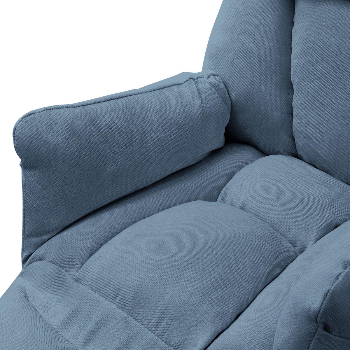 SESSEL mit Liegefunktion Blau Leinenbezug Relaxsessel verstellbar für Wohnzimmer - Blau/Schwarz, Textil/Metall (85/102/82cm) - ML-DESIGN