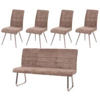 ESSZIMMER-SET Braun 5er-Set - Braun, Textil (180/99/65cm) - MCW