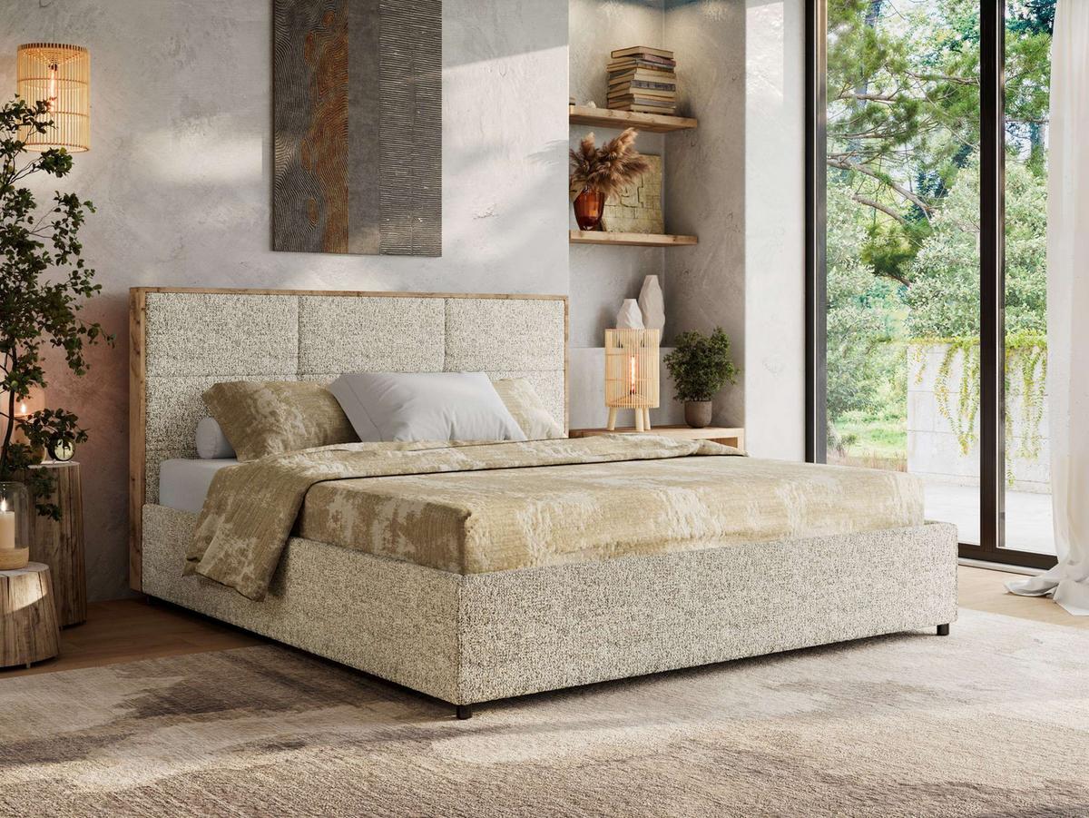 POLSTERBETT LERIO CLASSIC 140/200 - Beige Strukture - Schaum-Matratze - Beige, Textil (140/200cm) - MKS