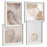 BILDER SET 4er Set - 50x50 cm & 40x60 cm Weißer Rahmen - Designabstraktion, Naturinspiration - Weiß, Kunststoff (50/50cm) - TULUP