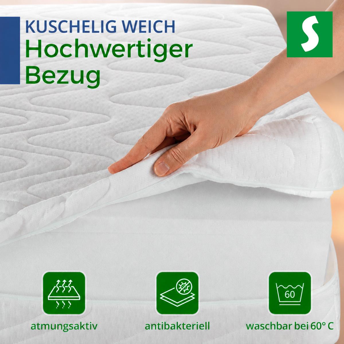 TASCHENFEDERKERNMATRATZE 90x200 cm H2/H3, wendbar, Bezug waschbar - Weiß, Textil (90/200cm) - Schlaftroll