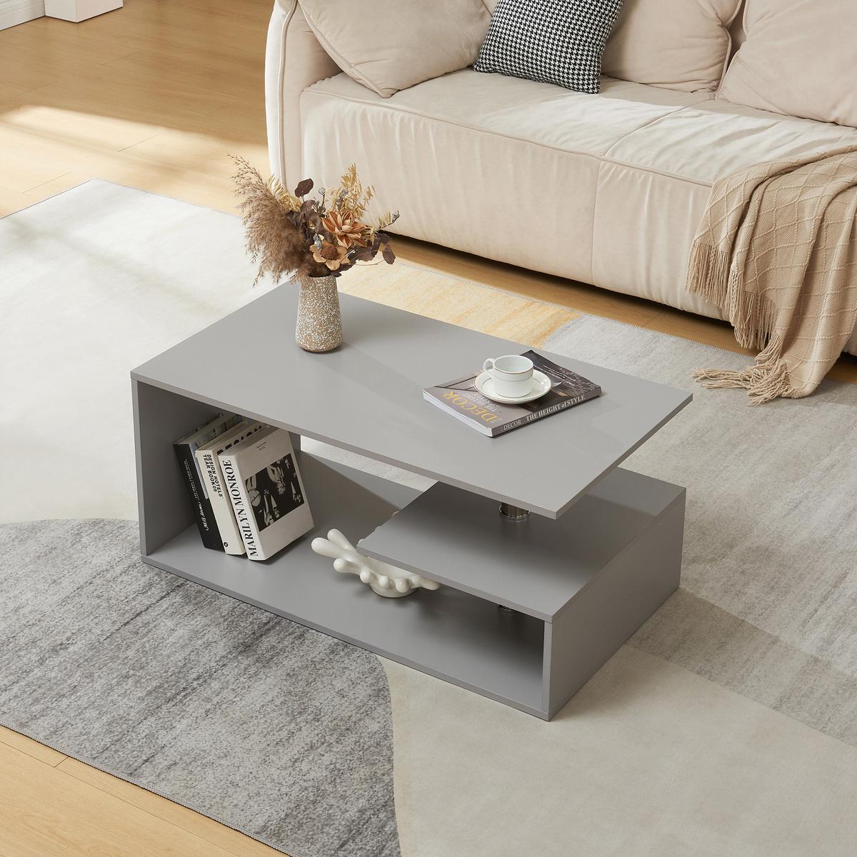 COUCHTISCH Haarlem 50/90/41 - Hellgrau, Holzwerkstoff (90/50/41cm) - [en.casa]