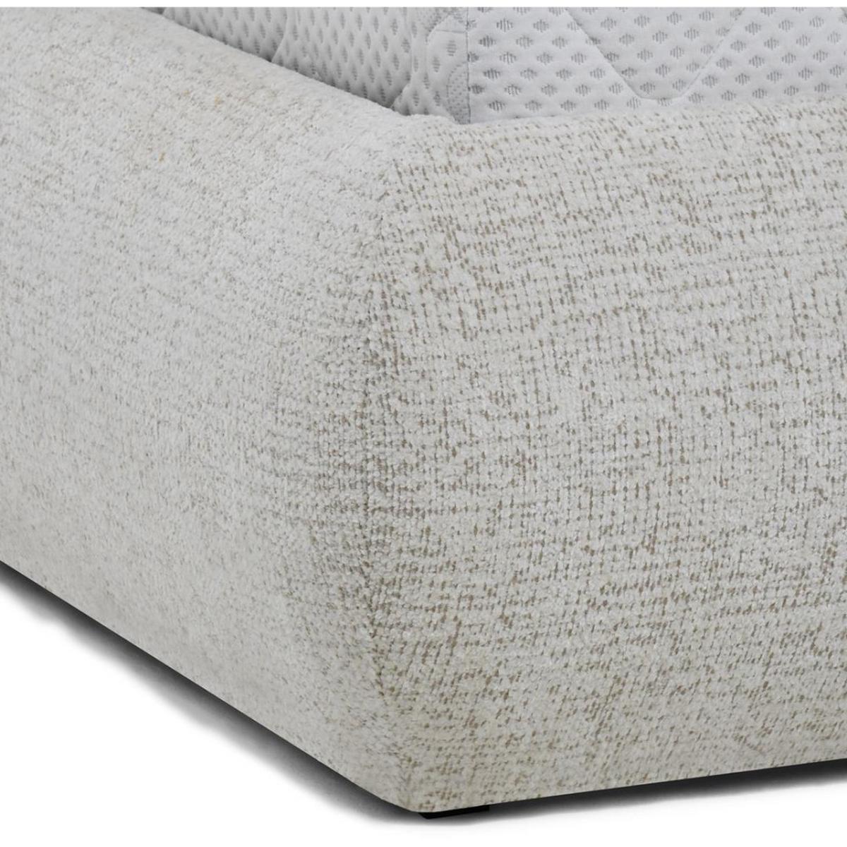 POLSTERBETT Corfu mit LED-Beleuchtung, mit Bettkasten, rundliche Formen, 140x200, Beige - Beige, Textil/Metall (140/200cm) - Beautysofa