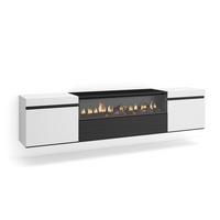 LOWBOARD mit Elektrokamin, Hängend, Weiß, Schwarz, 200/35/45cm - Weiß, Holzwerkstoff (200/45/35cm) - Skraut Home