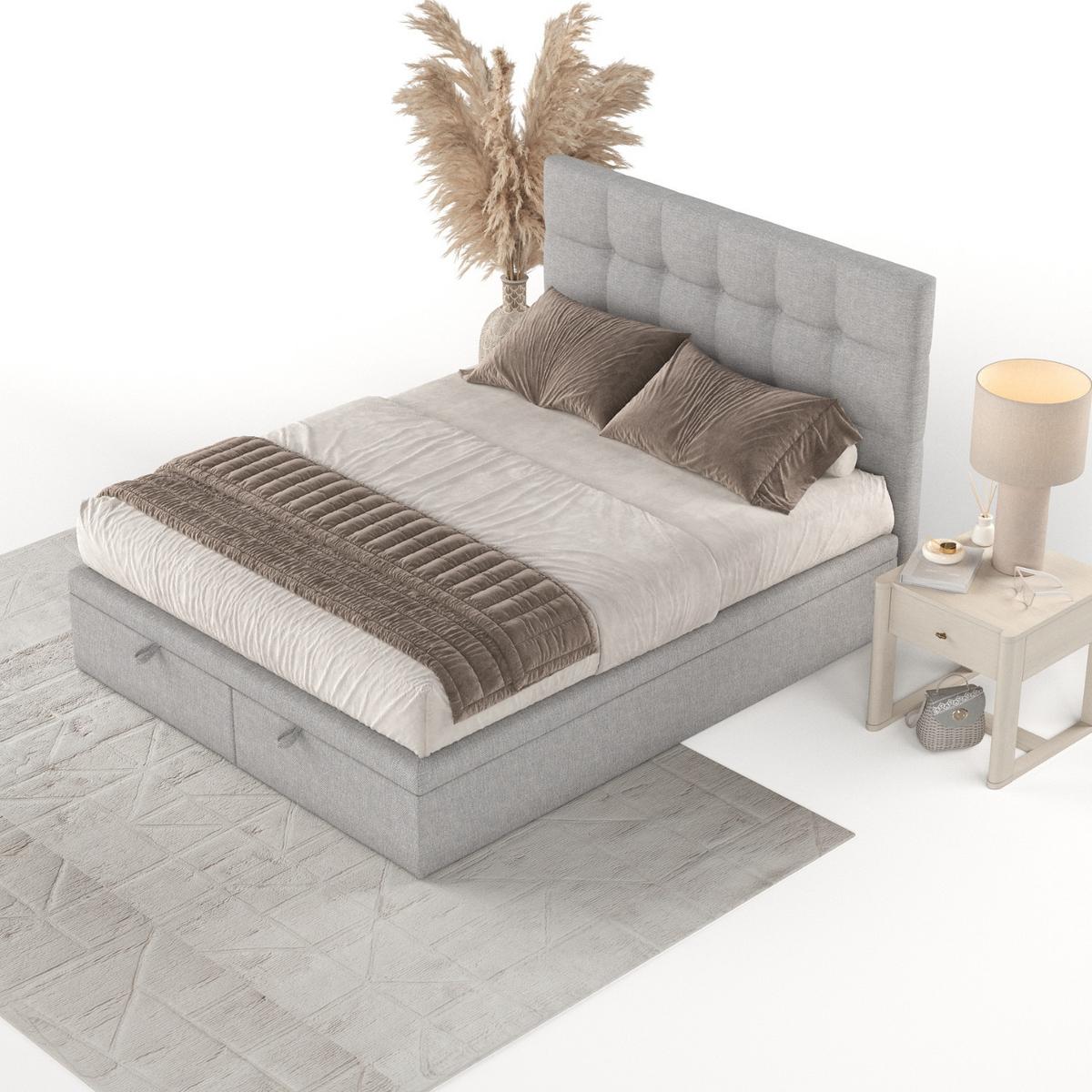 POLSTERBETT Guam mit Stauraum 200/200 cm Grau im Megan Stoff - Schwarz/Grau, Holz/Holzwerkstoff (200/200cm) - AltaBeds