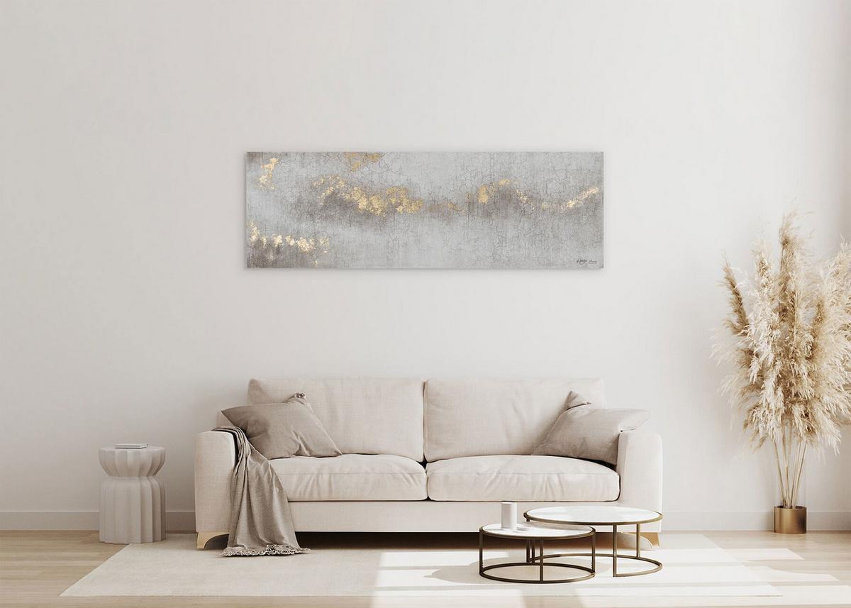 ACRYLBILD HANDGEMALT 150/50 cm - Grau, Holz/Textil (150/50cm) - KUNSTLOFT
