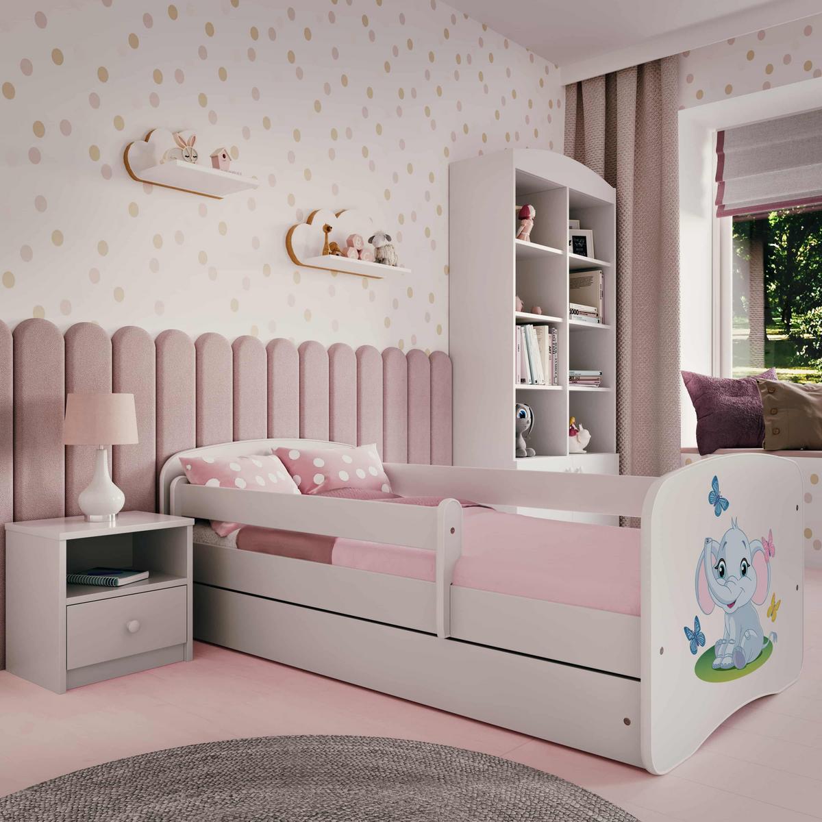 KINDERBETT Elefant mit Schublade und Matratze 180/80 - Weiß, Holzwerkstoff (80/180cm) - RAUMHIRSCH FURNITURE