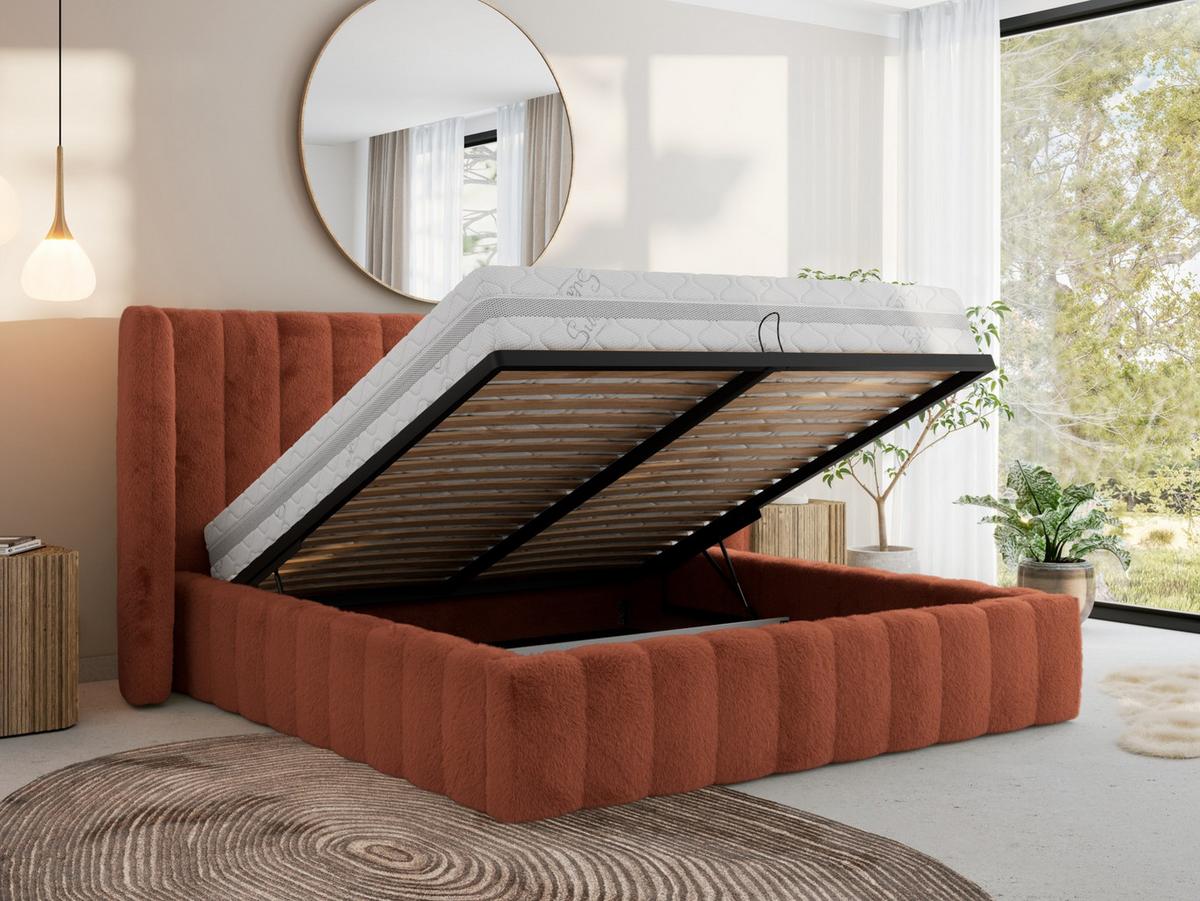 POLSTERBETT GOLETTA CLASSIC 200/200 - Orange Plüsch - Multipocket-Matratze - Orange, Textil (200/200cm) - MKS