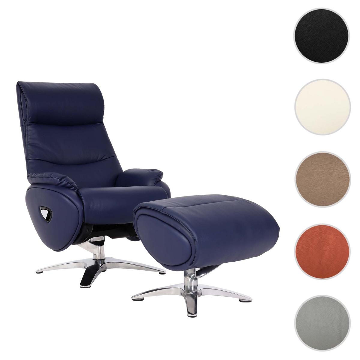 RELAXSESSEL MIT HOCKER Blau - Blau, Textil (117/110/77cm) - MCW