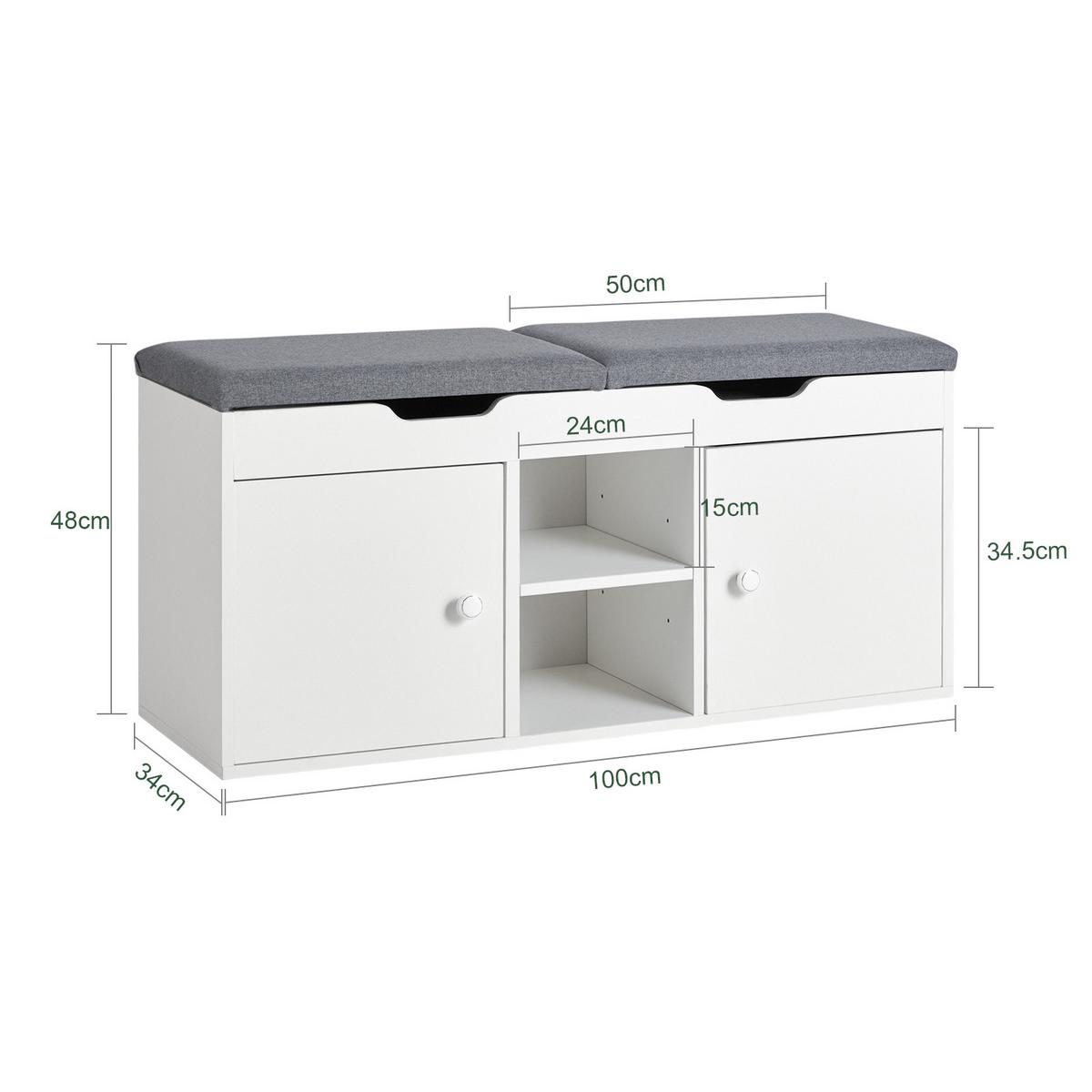 SCHUHBANK Weiß - Weiß, Holzwerkstoff (100/48/34cm) - SoBuy