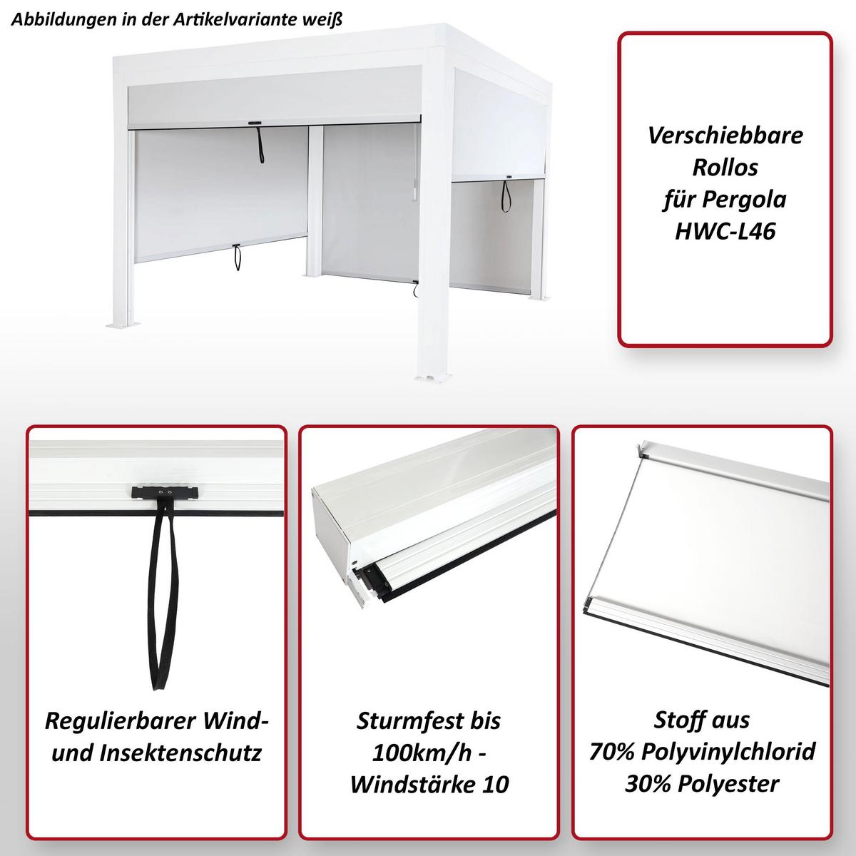 SEITENWAND FÜR PERGOLA 4ER Anthrazit 4er-Set - Anthrazit, Textil (271/205/1cm) - MCW