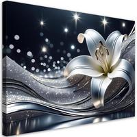 WANDBILD natur silber blume - Silberfarben, Textil (60/40cm) - Feeby