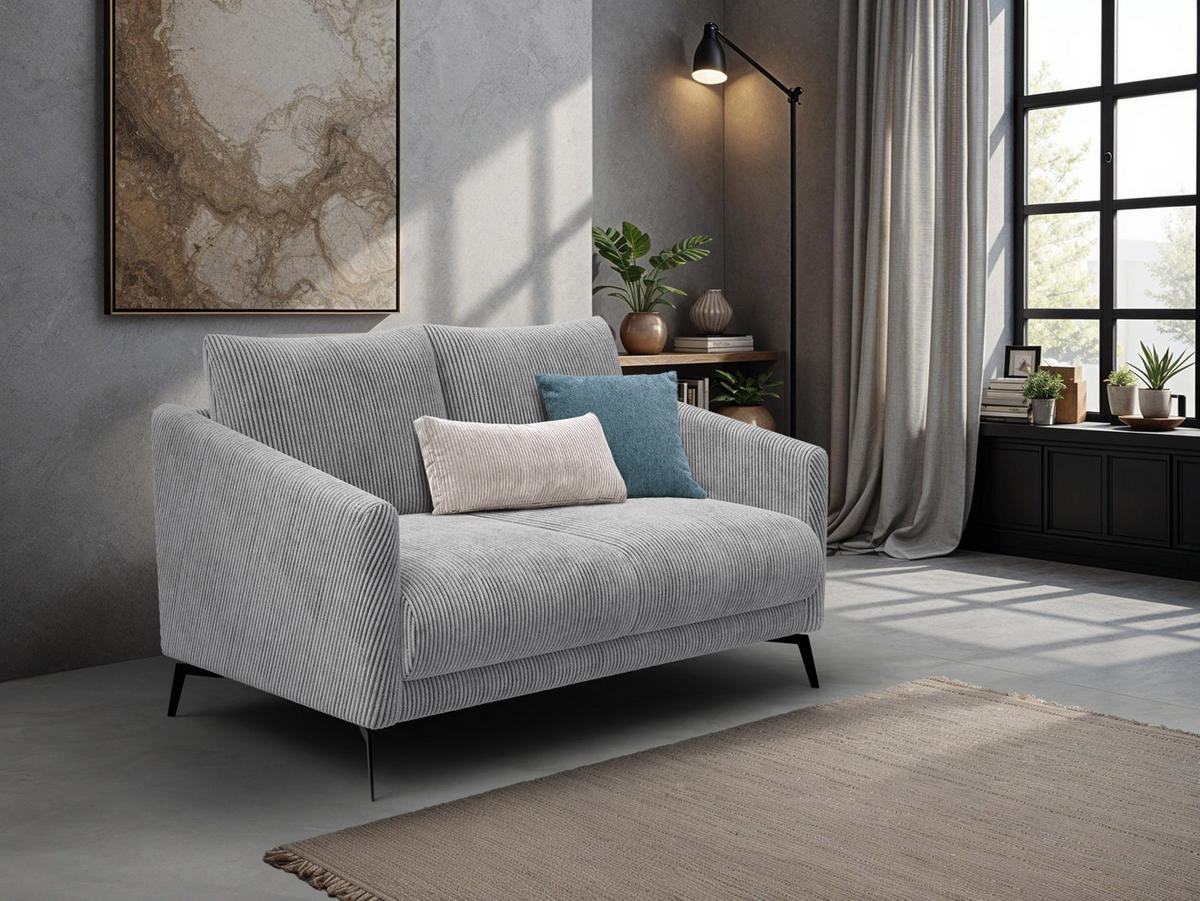 SOFA VILT 2-Sitzer, hellgrau - Hellgrau/Schwarz, Holzwerkstoff/Textil (142/89/94cm) - Wozimo