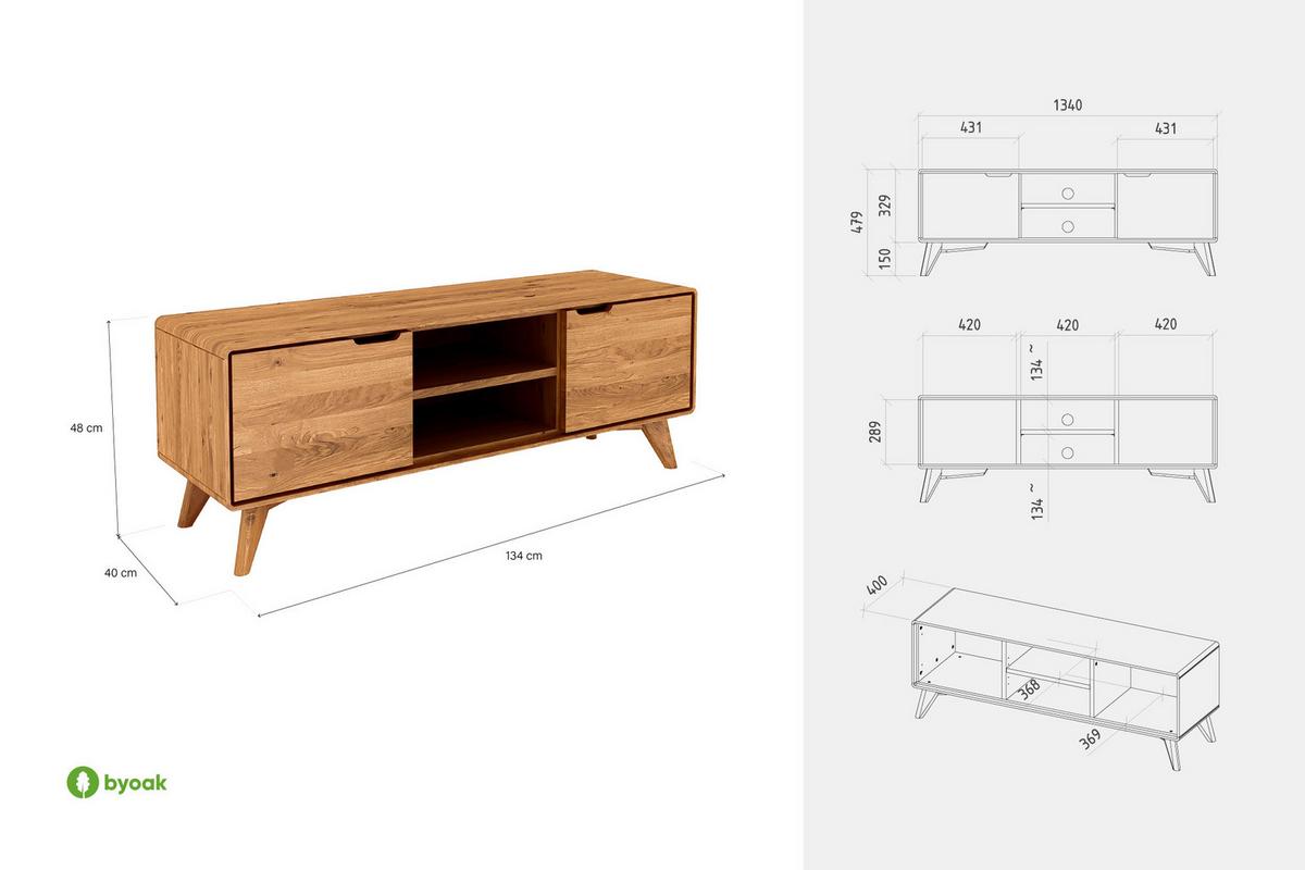 GREG HIFI-SCHRANK Kernbuche - Kernbuche, Holz (134/48/40cm) - byoak