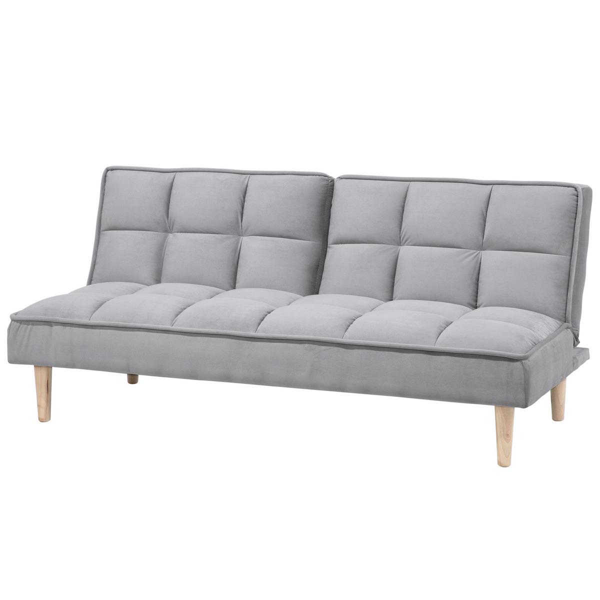 3-SITZER-SCHLAFSOFA Polyester Grau Siljan - Hellgrau, Textil (177/80/80cm) - Beliani