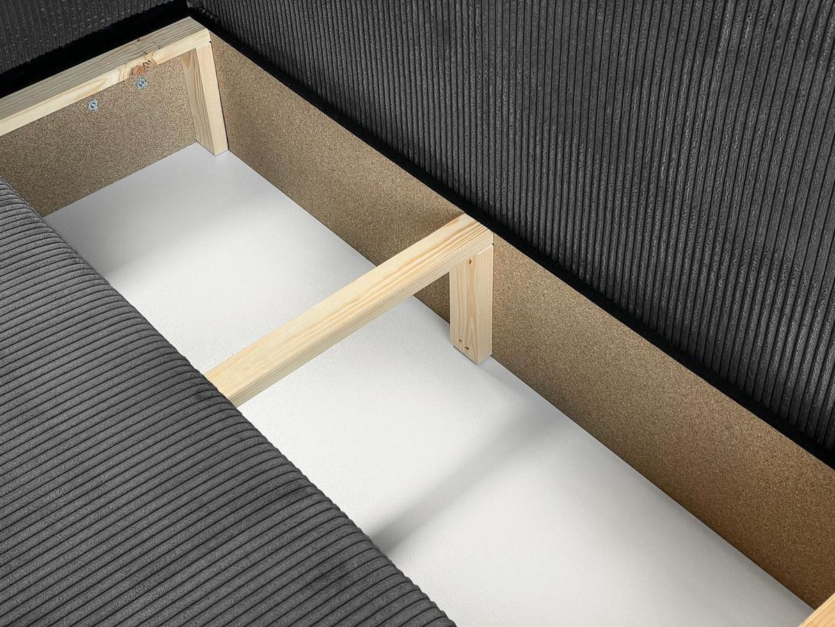 WOHNLANDSCHAFT Gepolstertes CARLO U Cord mit Schlaffunktion und Bettkasten, Poso 60 - Grau, Textil (315/83/143cm) - Lookway