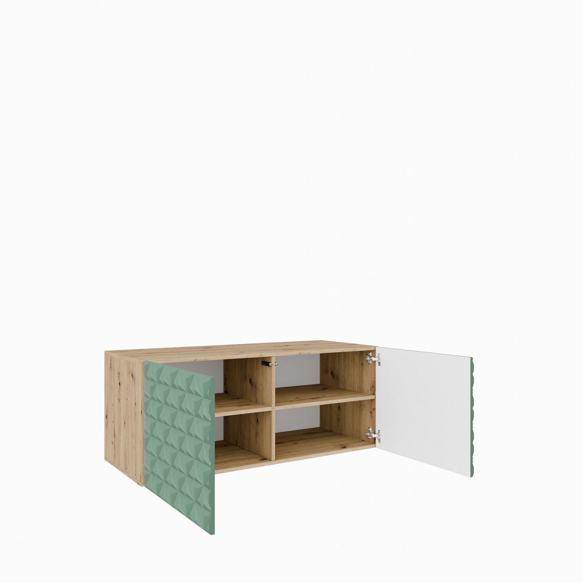 LOWBOARD ROVA 100/41/40 cm, Hängender TV-Schrank Eiche Artisan / Grün - Eiche Artisan/Grün, Holzwerkstoff (100/41/40cm) - MASSENO