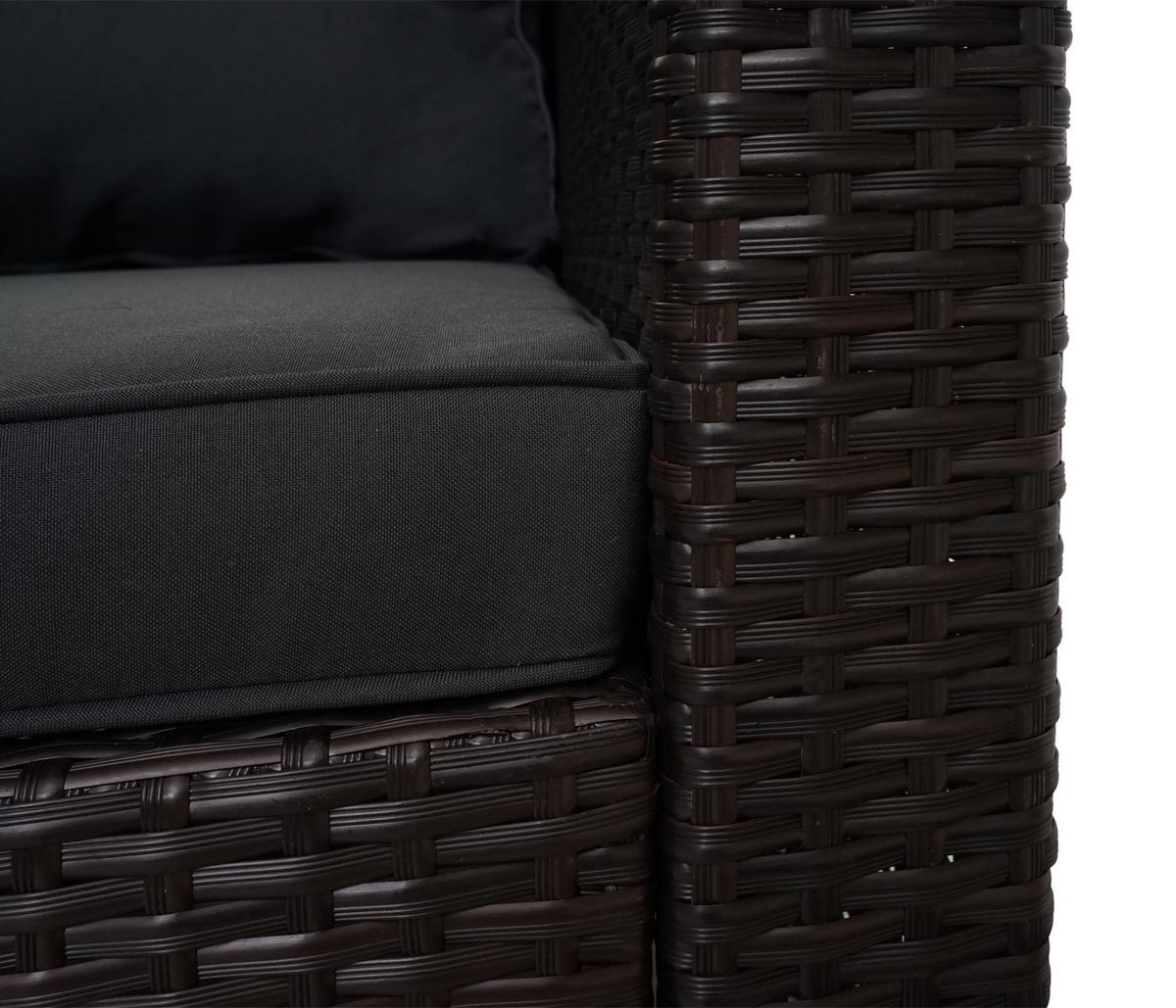POLY-RATTAN GARNITUR Braun, Grau, Orange - Braun/Orange, Kunststoff - MCW