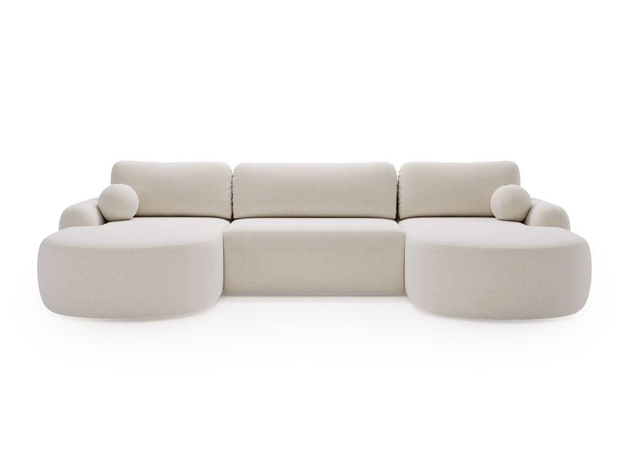 ECKSOFA Aurio U Bouclé-Stoff Weiß - Schwarz/Weiß, Kunststoff/Textil (347/177cm) - Graingold