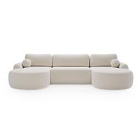 ECKSOFA Aurio U Bouclé-Stoff Weiß - Schwarz/Weiß, Kunststoff/Textil (347/177cm) - Graingold