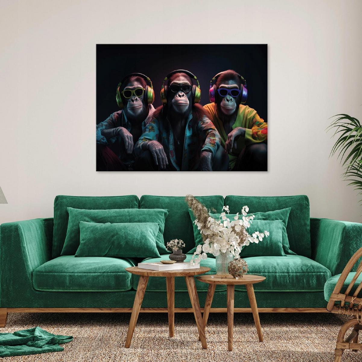 LEINWANDBILDER Affe Abstrakt 100x70 - Multicolor, Holzwerkstoff (100/70cm) - Wallarena