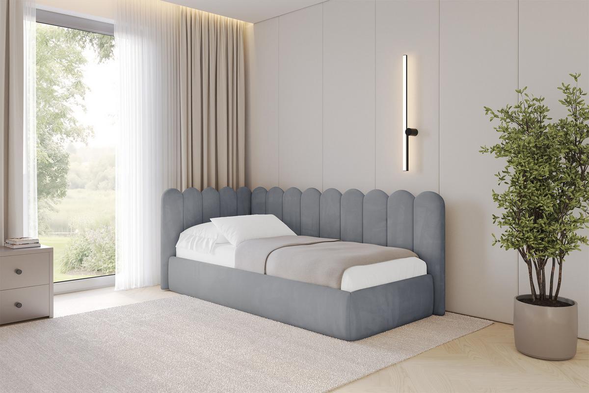 EINZELLBETT Jugendbett mit Bettkasten, Rechts - ARTY 80x200 Grau - Blaugrau, Holzwerkstoff/Textil (80/200cm) - ALTDECOR