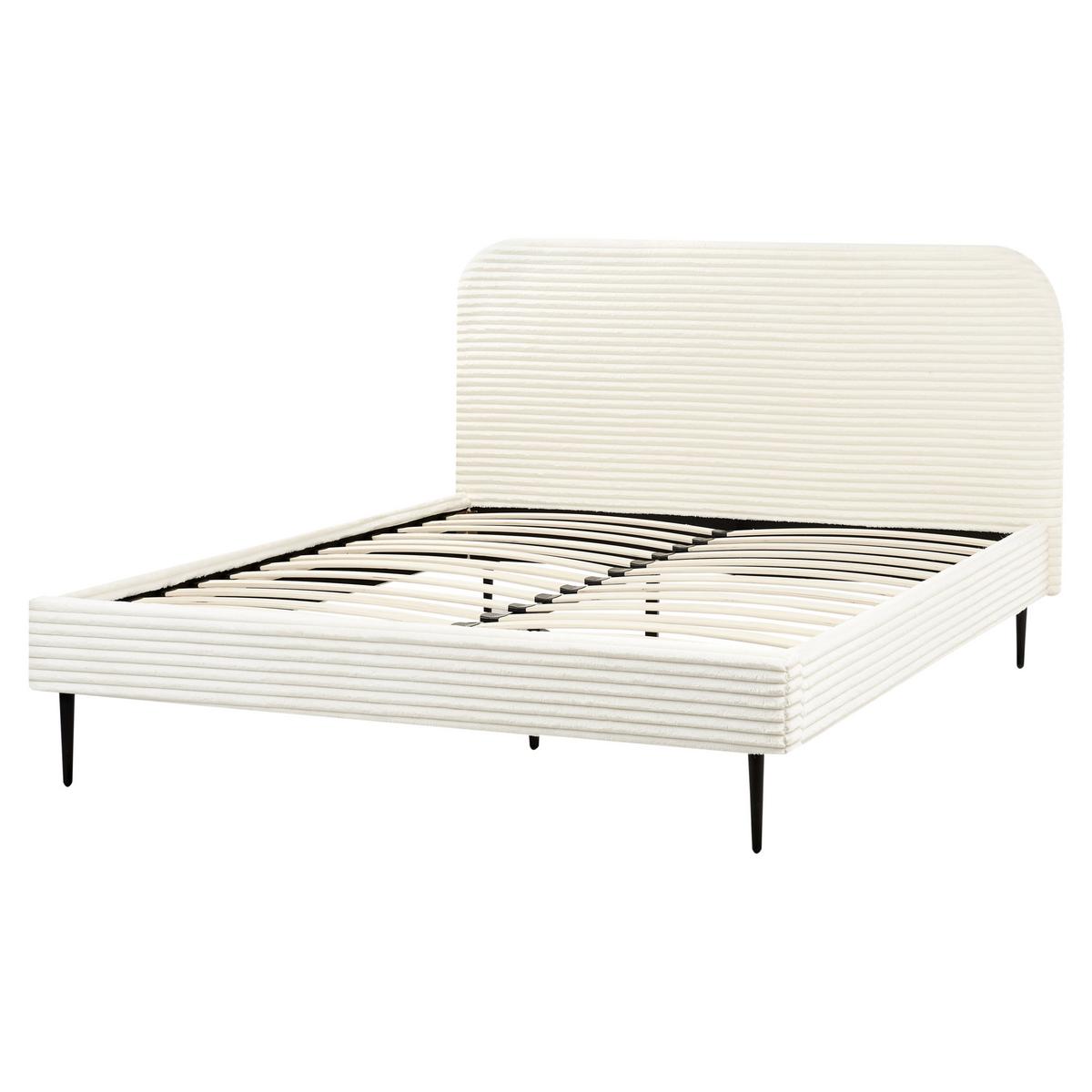 POLSTERBETT mit Lattenrost 160x200 cm Weiß Flayat - Creme, Textil (160/200cm) - Beliani