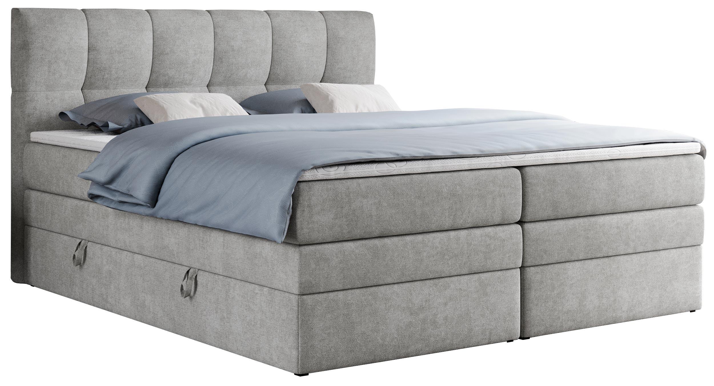 BOXSPRINGBETT ALVIN KING 200/200 Hellgrau Struktur - H3 - Hellgrau, Holz/Textil (200/200cm) - MKS