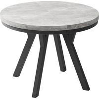ESSTISCH Lume runder ausziehbarer, Grauer Beton 100-150/100/76 cm - Hellgrau/Schwarz, Holz/Holzwerkstoff (100/150/76cm) - WFL GROUP
