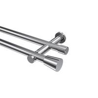 GARDINENSTANGE Platon Sitra 540 cm (geteilt in 3 x 180 cm), 2-läufig (ohne Ringe), 20 mm Ø Chrom - Chromfarben, Metall (540cm) - INTERDECO