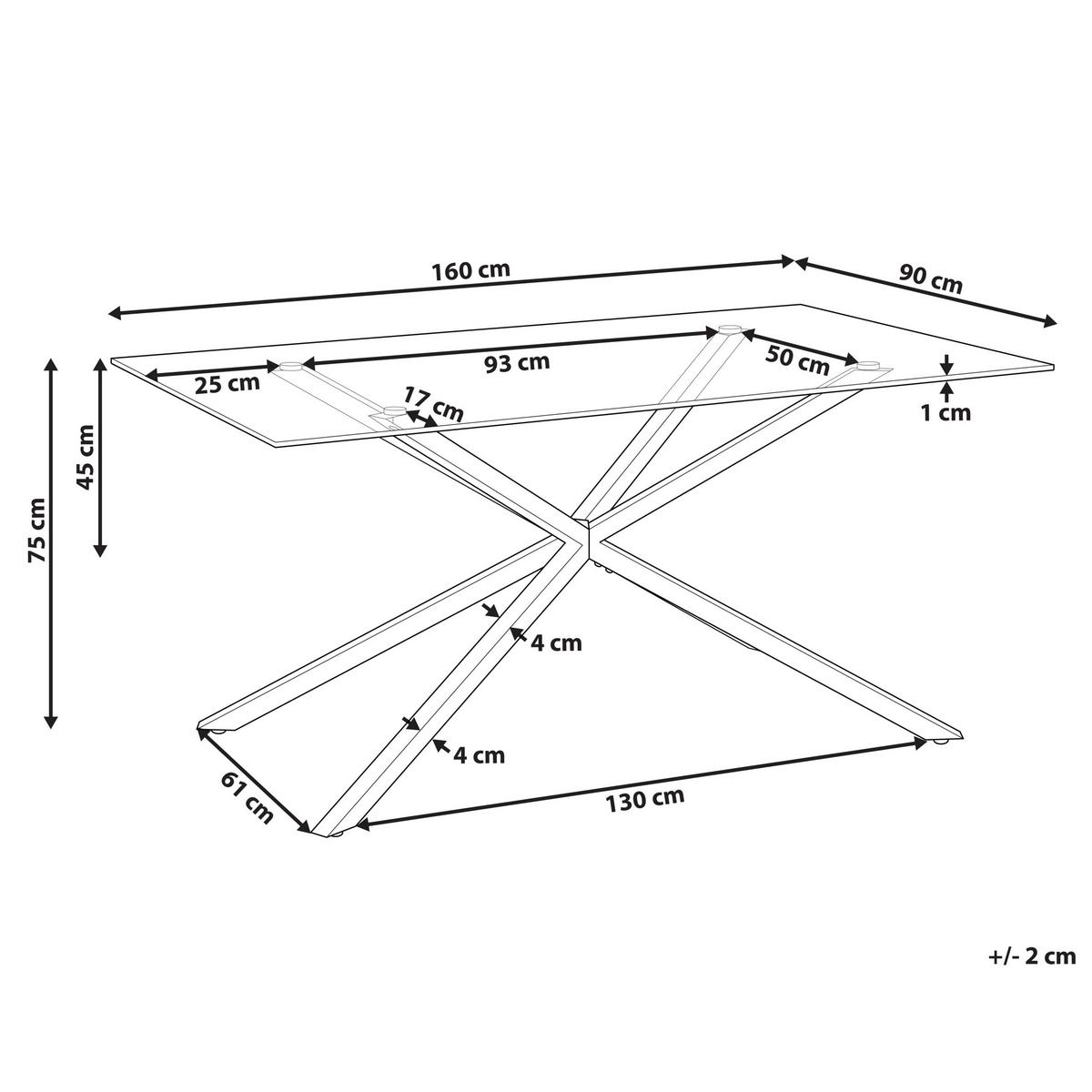 ESSTISCH 160/90/75 cm Silberfarben, Transparent Rechteckig Cora - Silberfarben, Glas (160/90/75cm) - Beliani