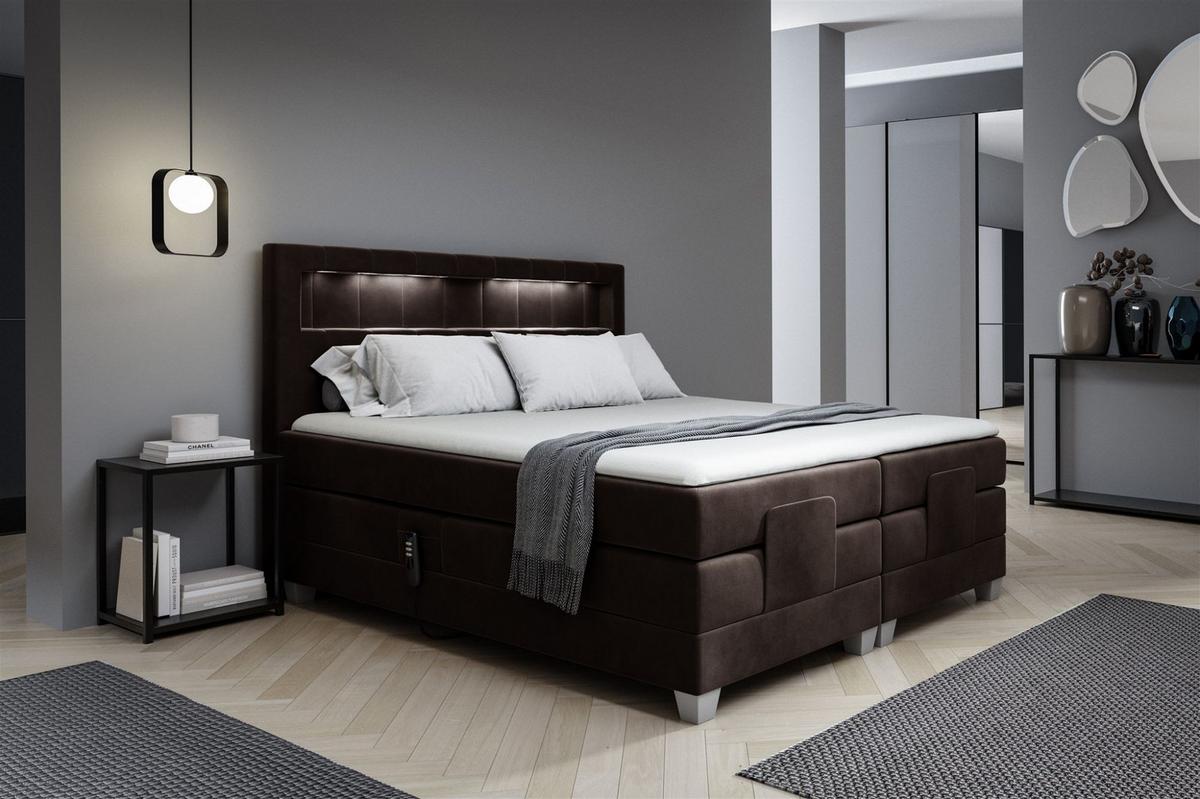 BOXSPRINGBETT Elektrisch Davide - Dunkelbraun, Holzwerkstoff/Textil (140/200cm) - Fun Möbel