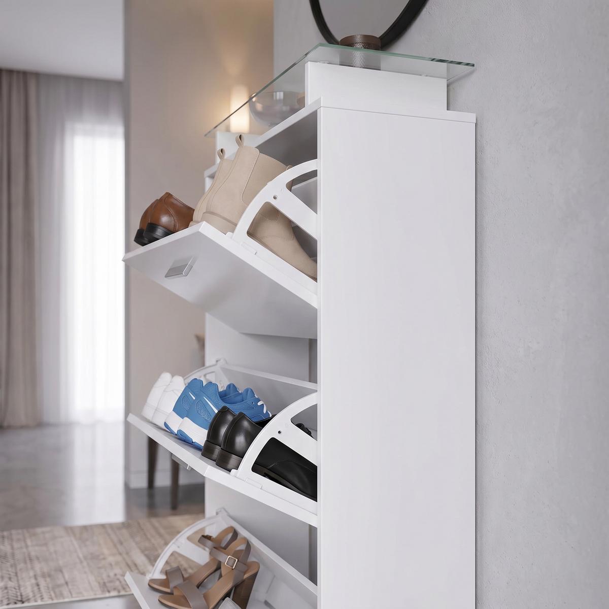 SCHUHSCHRANK Lavia Front in Eiche sägerau - Eiche San Remo, Holzwerkstoff (89/128/23cm) - Vladon